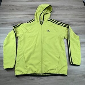 Vintage Adidas Neon Lime Green Hooded Windbreaker Jacket WMNS Size M Y2K Retro